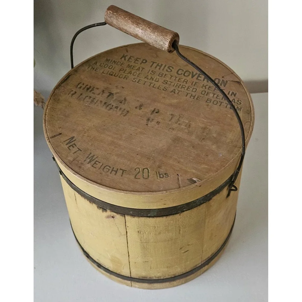 Antique Mince Meat Firkin Wooden Bucket Circa Late 19th